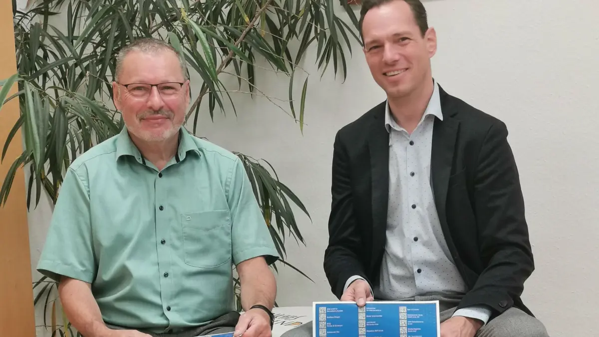 Walter Leichtle vom GHV (links) und Bürgermeister Florian Teichmann stellten das Programm der Ausbildungsmesse vor.
