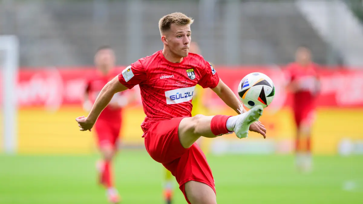 Torschütze Ole Deininger war letzte Woche entscheidend am 2:1-Sieg der TSG Balingen gegen den SV Sandhausen im Stadion am Hardtwald beteiligt.