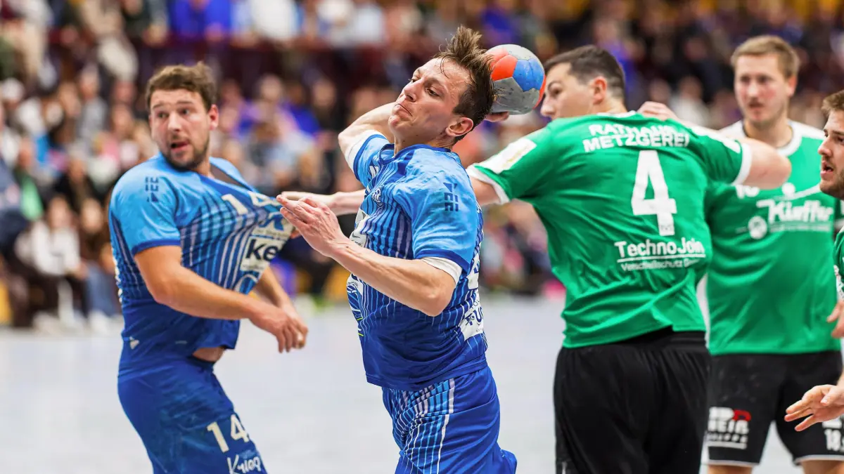 Handball Landesliga: Handball Landesliga; TV Treffelhausen - TV Steinheim;
Erik Schmid (TV Treffelhausen, #47);
18.10.2025; Alb-Sporthalle, Böhmenkirch.
Foto: Thomas Madel