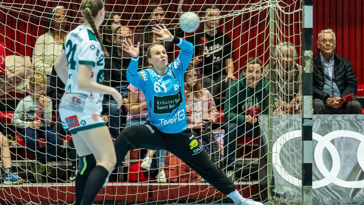 Sport-Union Neckarsulm vs. Frisch Auf Goeppingen, Handball, 1. Bundesliga, Spielzeit 2025/2026, 25.10.2025: Celina Meissner (Frisch Auf Frauen, #61) im Tor, Sport-Union Neckarsulm vs. Frisch Auf Goeppingen, Handball, 1. Bundesliga, Spielzeit 2025/2026, 25.10.2025
Foto: Eibner-Pressefoto/Michael Schmidt