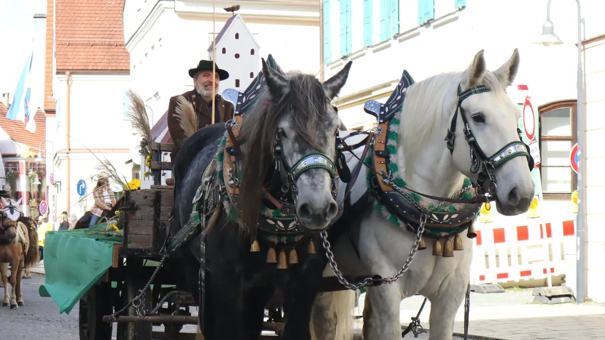 Leonhardiritt Weißenhorn, Die Prozession zog durch die Altstadt.
