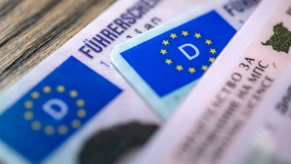 Fahrlehrerverband kritisiert Reformpläne für Führerschein: ARCHIV - 06.12.2023, Bremen: ILLUSTRATION - Ein bulgarischer und zwei deutsche Führerscheine liegen auf einem Tisch. (Symbolbild) (zu dpa: «Fahrschule soll MPU-Ergebnisse gefälscht haben») Foto: Sina Schuldt/dpa +++ dpa-Bildfunk +++