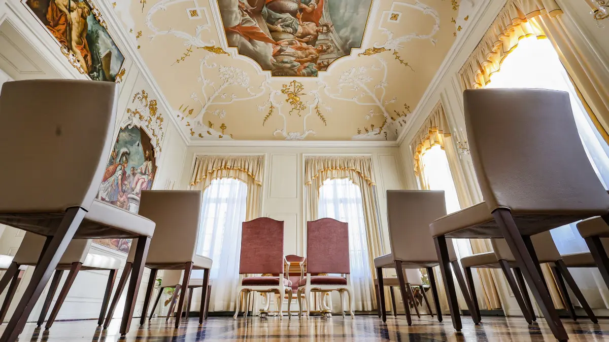 Trausaal Heldensaal im Rathaus von Schwäbisch Hall - Raum steht nur noch einmal die Woche für Trauungen zur Verfügung.