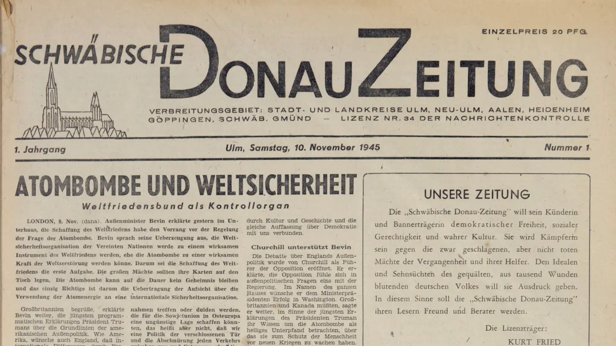Erste Ausgabe der "Schwäbischen Donau-Zeitung"