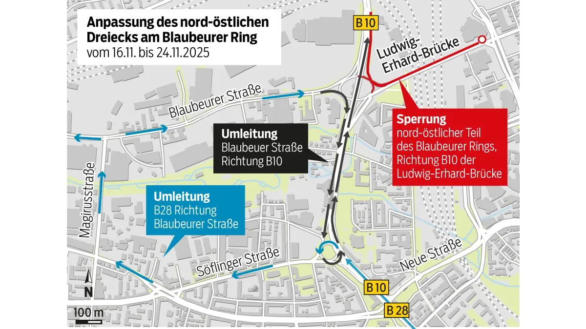 Die Umleitungen aufgrund der Teilsperrung