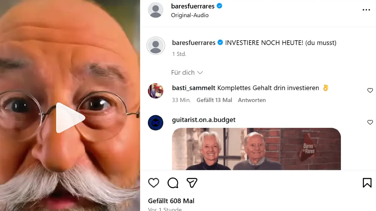Drei Tage in Folge hat offenbar ein mysteriöser Hacker die Instagramseite von Bares für Rares übernommen.