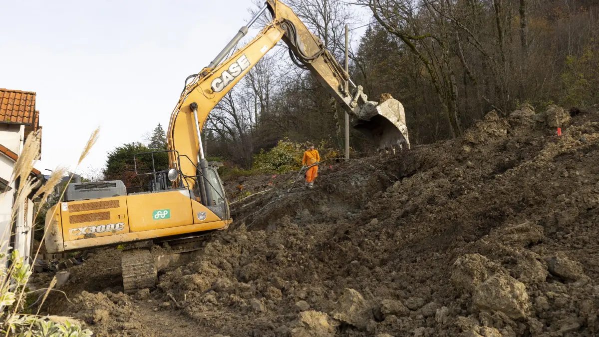 Baustelle Hangrutsch Kolpingweg, Wiesensteiger Straße