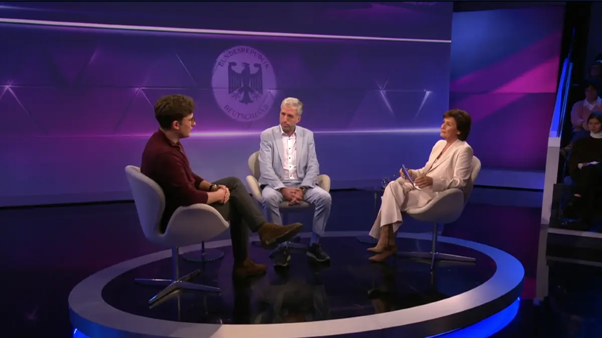 Tübingens OB Palmer und Juso-Chef Türmer zu Gast bei Maischberger am 19.11.2025.