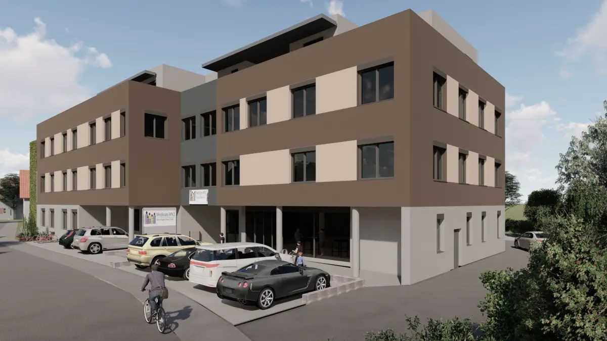 So soll das neue Ärztehaus in Stimpfach aussehen, das das Medicum MVZ in der Ortsmitte baut.