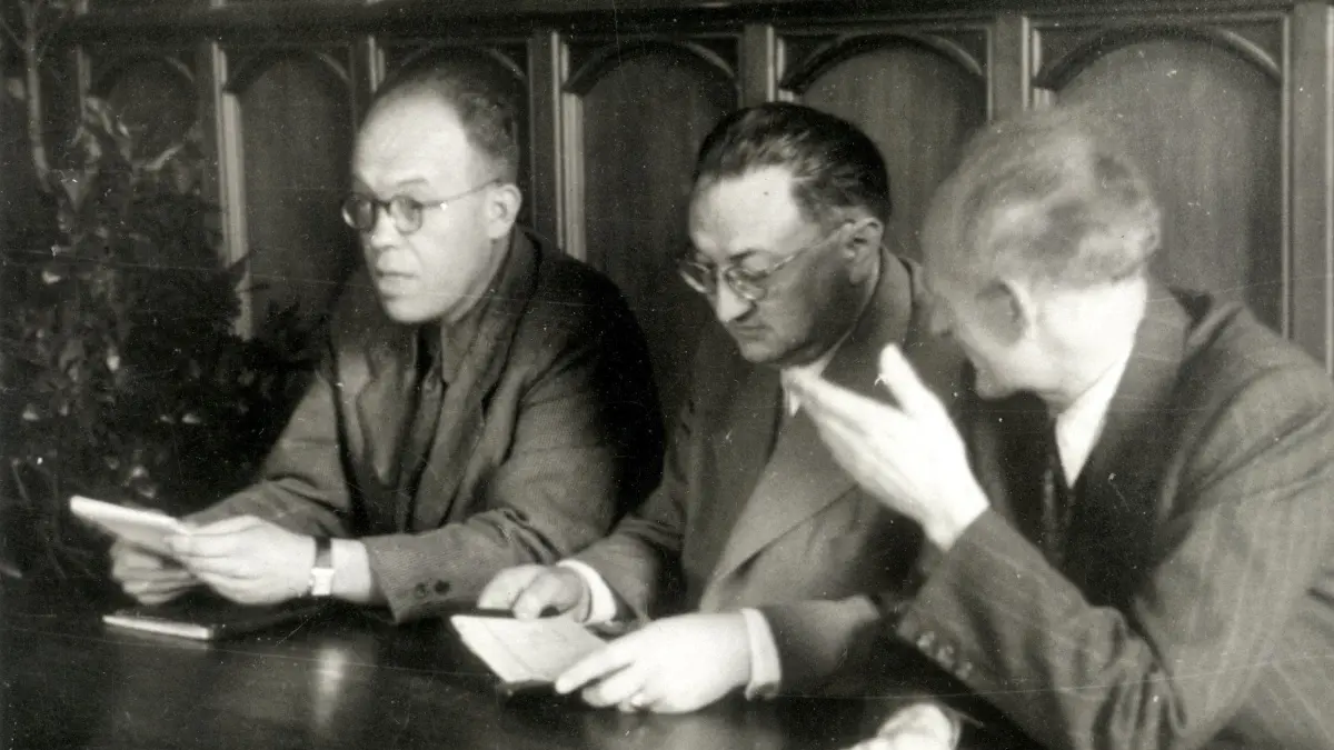 Das Herausgeber-Trio 1946 bis 1950: Alfred Schwenger, Will Hanns Hebsacker und Ernst Müller (von links).
