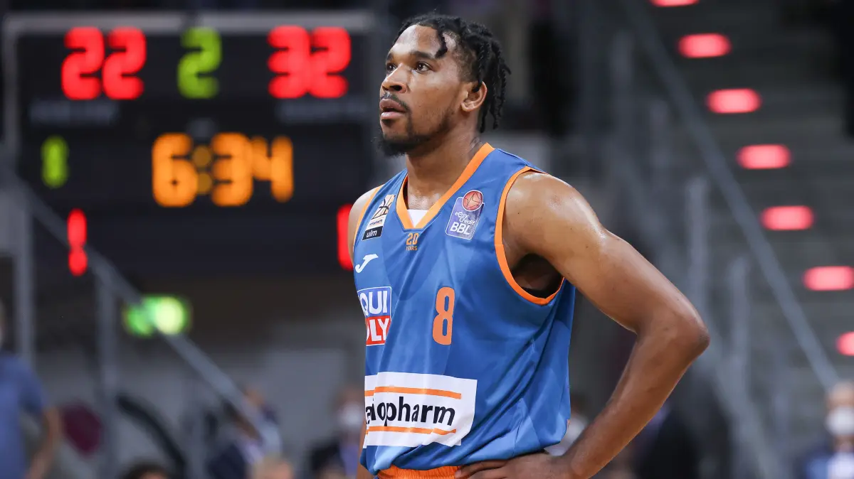 Justin Simon (Ratiopharm Ulm #8),
Telekom Baskets Bonn vs. Ratiopharm Ulm, Basketball, 1. Easy Credit- Bundesliga, 2. Spieltag, 29.09.2021, Foto: EIBNER/Joerg Niebergall