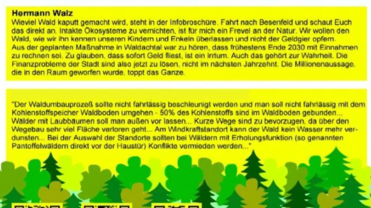 Die Zitate unten, gegen die sich Prof. Ulrich Schraml wehrt, sind nach wie vor auf der Facebook-Seite der BI zu lesen. Aber inzwischen ohne seinen Namen.