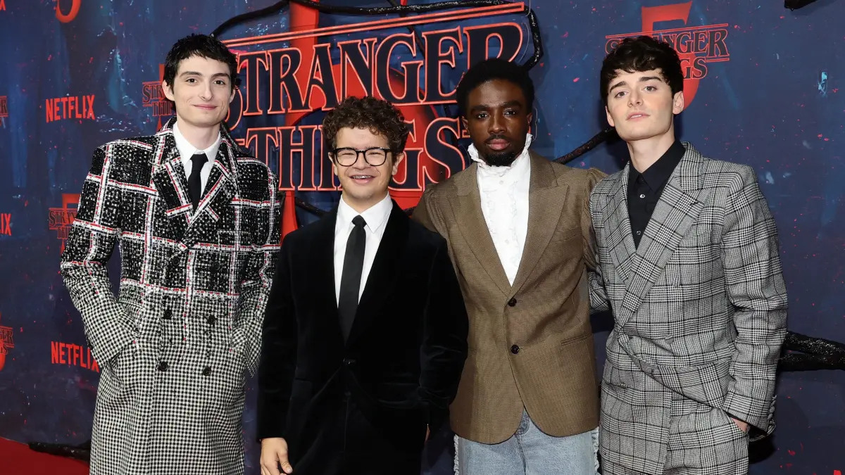 Erwachsen geworden: Finn Wolfhard, Gaten Matarazzo, Caleb McLaughlin und Noah Schnapp (v.l.) bei einem Stranger-Things-Event in Berlin.