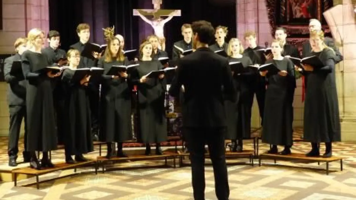 Der Tübinger Kammerchor Vokalkunst begeisterte das Publikum in der Stiftskirche St. Amandus.