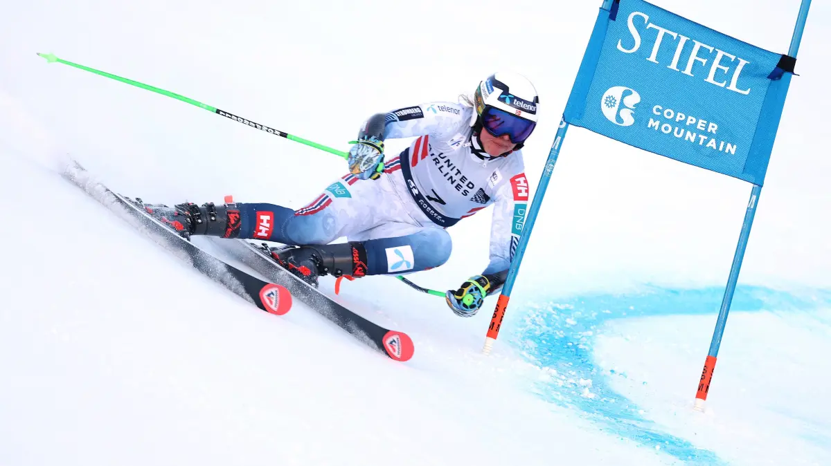 Stifel Copper Cup 2025 - Women's Giant Slalom: COPPER MOUNTAIN, COLORADO - NOVEMBER 29: Thea Louise Stjernesund of Team Norway competes in her second run of the Stifel Copper Cup 2025 - Women's Giant Slalom at Copper Mountain on November 29, 2025 in Copper Mountain, Colorado. Sean M. Haffey/Getty Images/AFP (Photo by Sean M. Haffey / GETTY IMAGES NORTH AMERICA / Getty Images via AFP)