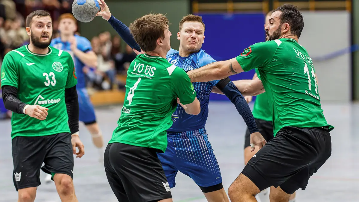 Handball Landesliga: Handball Landesliga; TV Treffelhausen - HC Lustenau;
Marcel Nagel (TV Treffelhausen, #18);
30.11.2025; Alb-Sporthalle, Böhmenkirch.
Foto: Thomas Madel