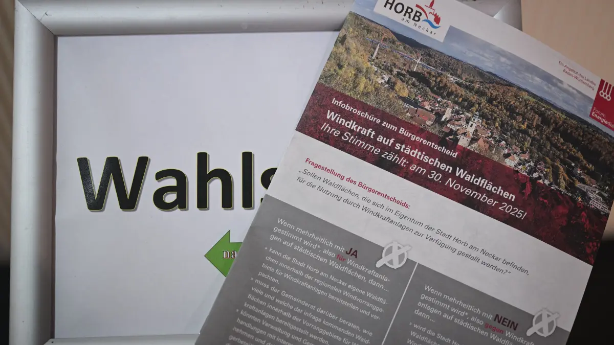 Buergerentscheid Windkraft im Horber Stadtwald: Horb (Kreis Freudenstadt) 30.11.2025
Buergerentscheid Windkraft im Horber Stadtwald;
Symbolbild, Schmuckbild, Wahlflyer
FOTO: Pressefoto ULMER / Markus Ulmer xxNOxMODELxRELEASExx