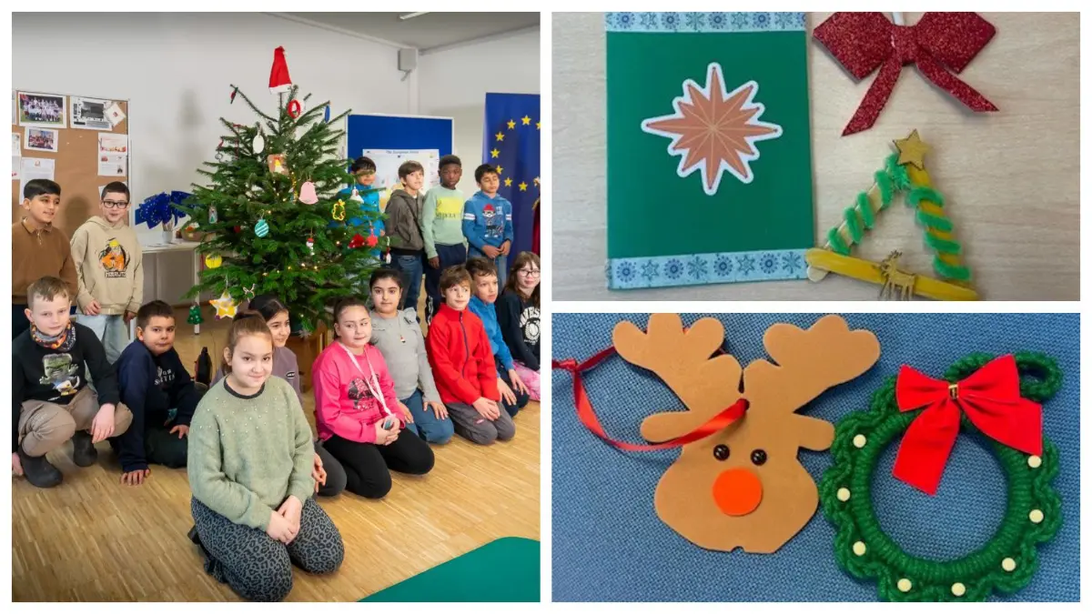 Die Grundschule Arnegg nimmt an der Christbaumschmuck-Tauschaktion teil. Die Schüler haben bereits Anhänger aus Rumänien (rechts oben) und Bulgarien (rechts unten) bekommen.