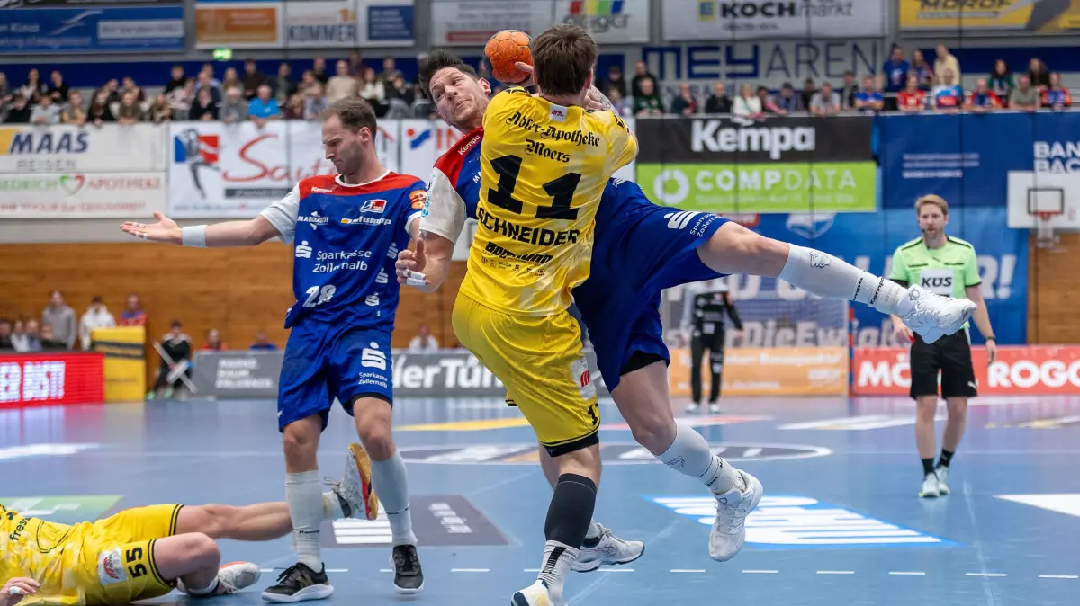 Umkämpfte Partie am Freitagabend in der Mey-Generalbau-Arena: Aufsteiger Krefeld forderte dem HBW Balingen-Weilstetten, hier Csaba Leimeter beim Wurf, alles ab.