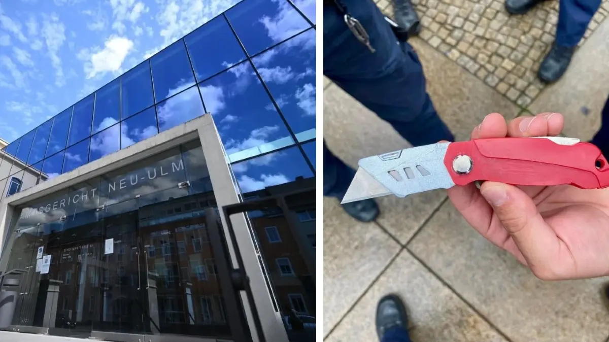 Ein Sendener steht vor Amtsgericht Neu-Ulm, weil er einen anderen mit einem Messer bedroht haben soll.