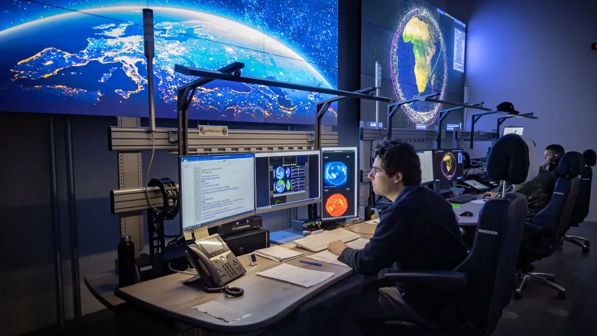 Operationszentrum des Weltraumkommandos der Bundeswehr.