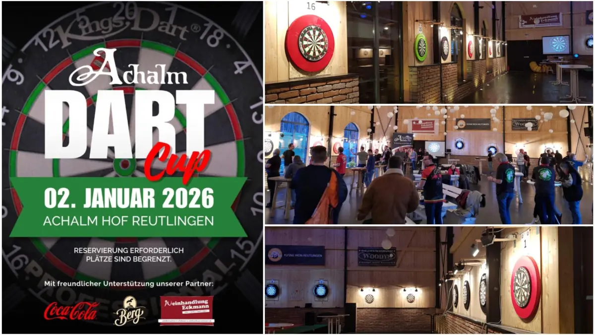 Ein Hauch von „Ally Pally“ im Achalm Hof – der Achalm-Dart-Cup 2026! Eine Top-Location mit 16