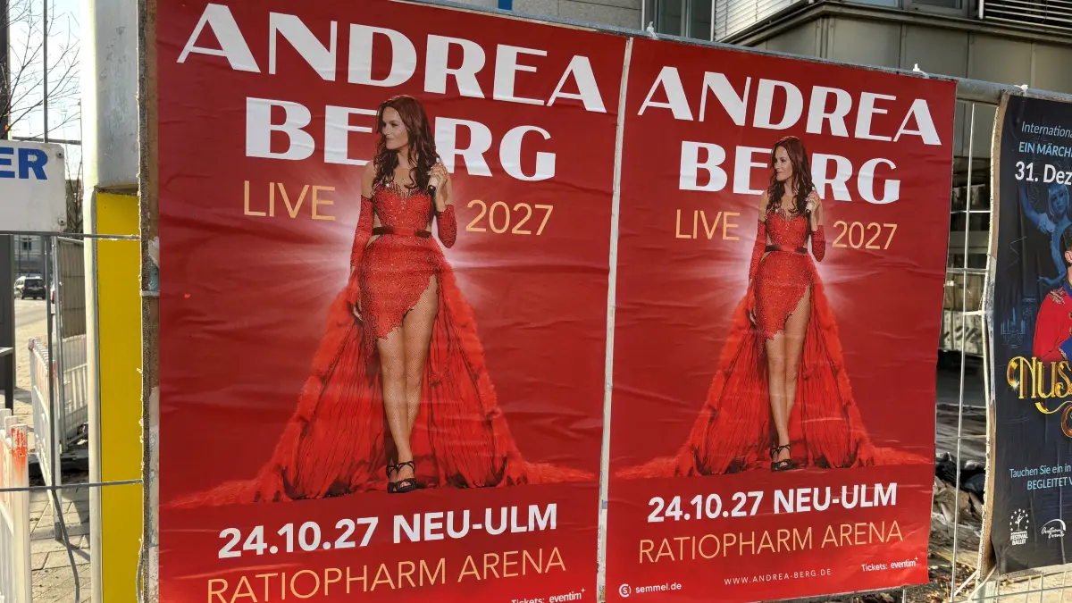 Schon im Angebot: Tickets für ein Konzert von Andrea Berg im Oktober 2027 in der Neu-Ulmer Ratiopharm-Arena.