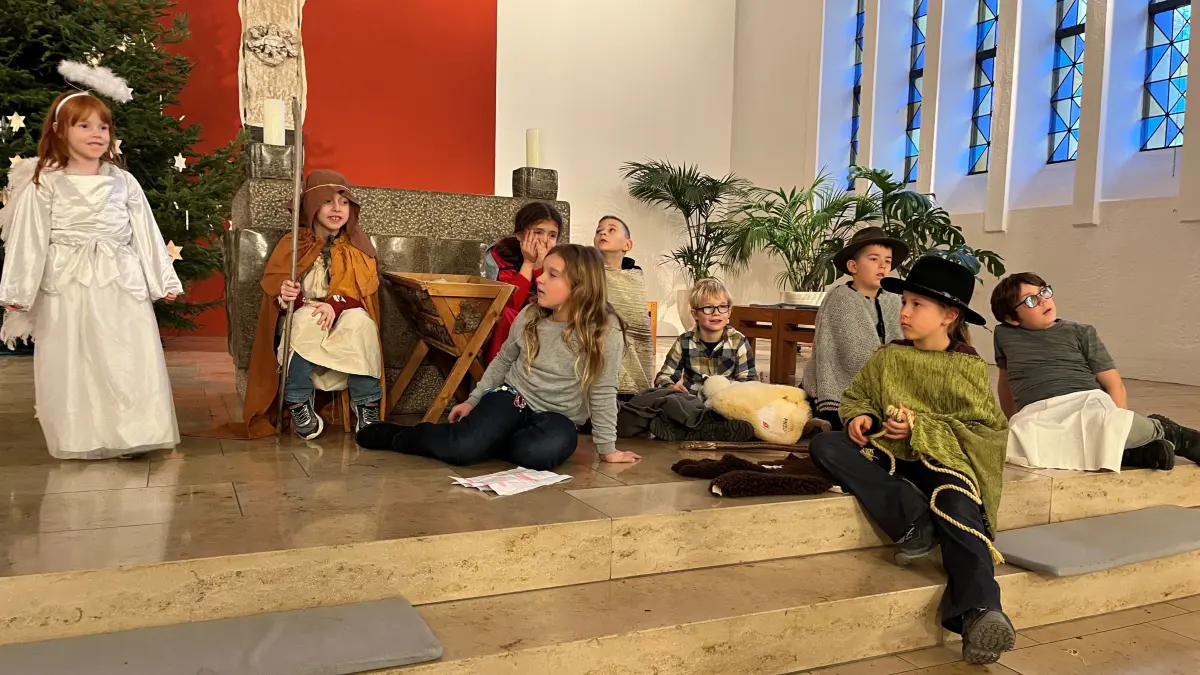 Probe fürs Krippenspiel an Heiligabend in der katholischen Kirche in Sulz..