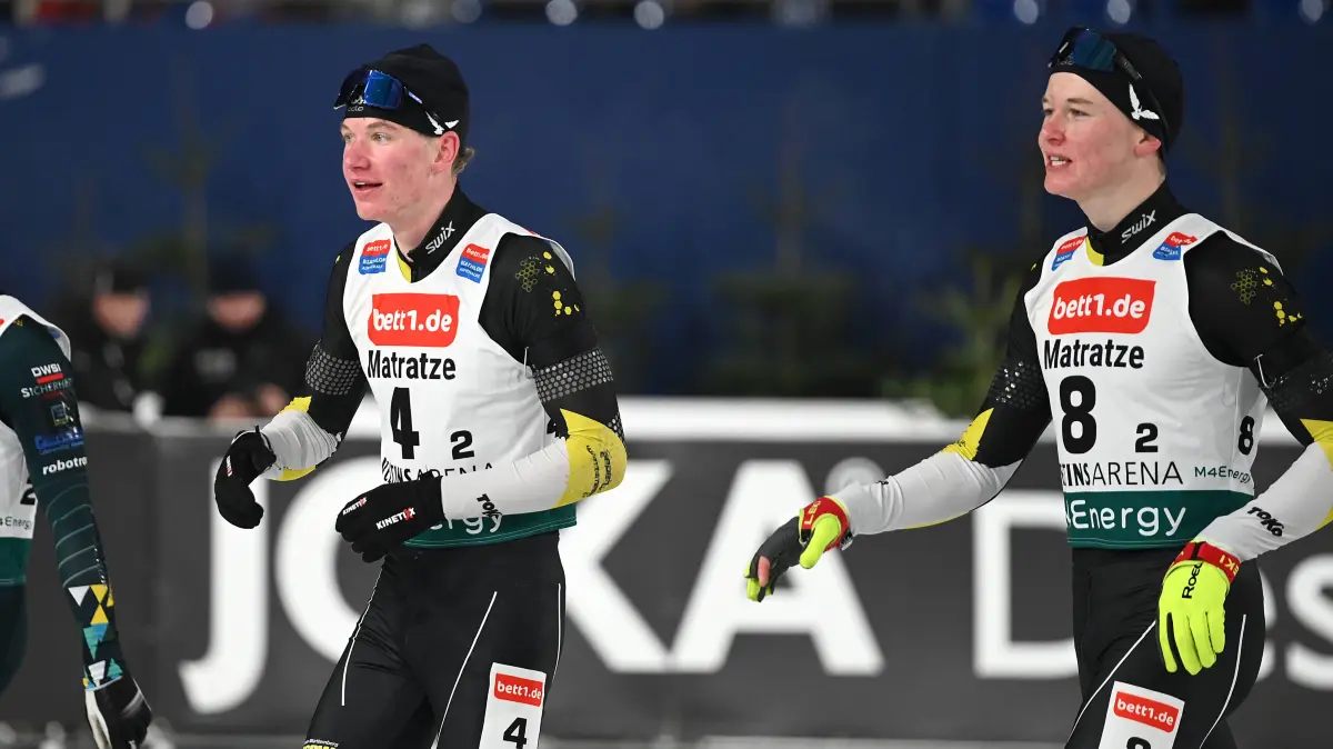 Yannick Schraag Paul Achatz bett1.de Biathlon World Team Challenge 28.12.2025: Yannick Schraag Paul Achatz bett1.de Biathlon World Team Challenge 28.12.2025 Yannick Schraag und Paul Achatz, bett1.de Biathlon World Team Challenge am 28. Dezember 2025 in der Arena auf Schalke, Gelsenkirchen. *** Yannick Schraag Paul Achatz bett1 de Biathlon World Team Challenge 28 12 2025 Yannick Schraag and Paul Achatz, bett1 de Biathlon World Team Challenge on December 28, 2025 in the Arena auf Schalke, Gelsenkirchen, Germany