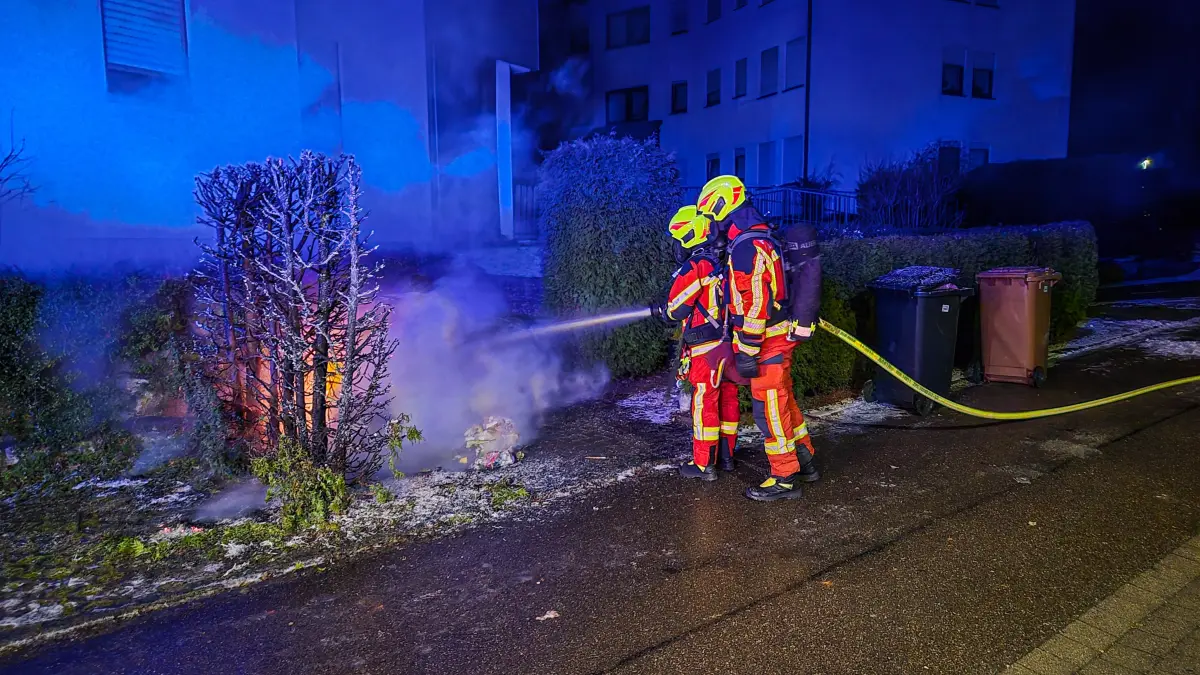 Mülleimerbrand Beethovenstraße Gaildorf, Silvester 2025(26