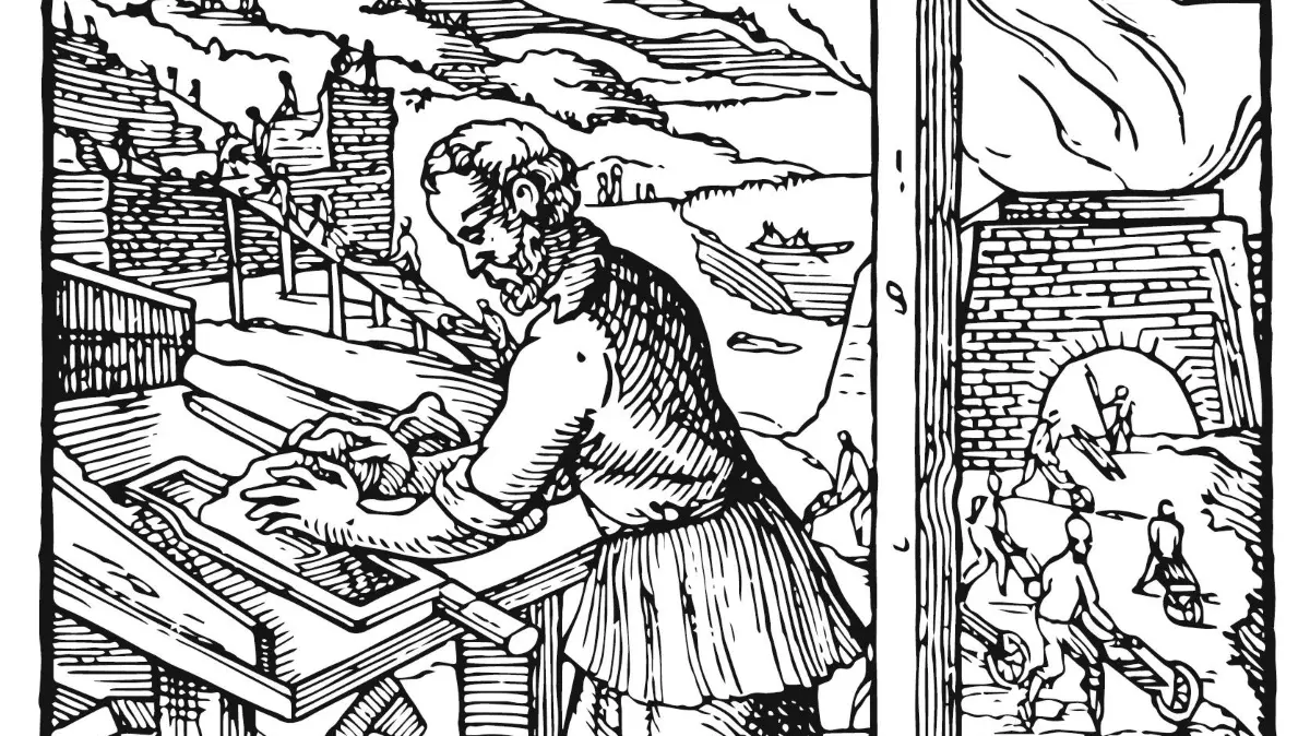 Der Holzschnitt „Der Ziegler“ stammt aus dem Ständebuch des Jost Amman, Frankfurt 1568.