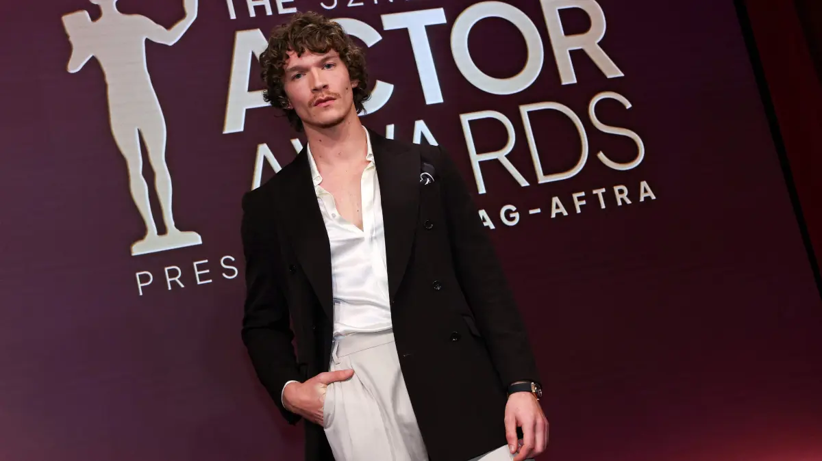 32nd Annual Actors Awards (Formerly SAG Awards) nominations announcement: US actor Connor Storrie poses during the 32nd Annual Actors Awards nominations announcement at the SAG-AFTRA Foundation's Tom Hanks & Rita Wilson theatre in Los Angeles on January 7, 2026. (Photo by TOMMASO BODDI / AFP)