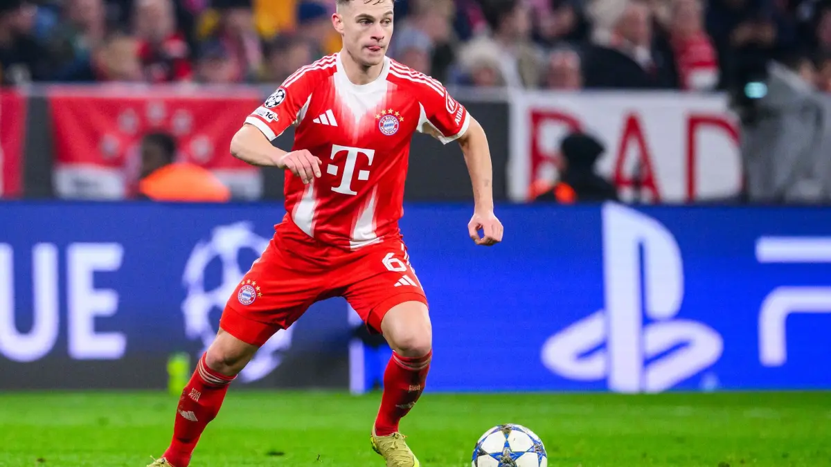 Joshua Kimmich: ARCHIV - 09.12.2025, Bayern, München: Fußball: Champions League, Bayern München - Sporting Lissabon, Vorrunde, 6. Spieltag, Allianz Arena. Joshua Kimmich (Bayern München) in Aktion. (zu dpa: «FC Bayern vor Wolfsburg-Spiel ohne Kimmich - Neuer zurück») Foto: Tom Weller/dpa +++ dpa-Bildfunk +++