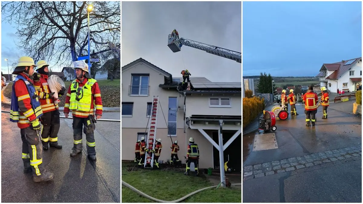 Rund 50 Feuerwehrleute aus Emerkingen und Munderkingen waren am Freitag bei einem Brand in Emerkingen gefordert.