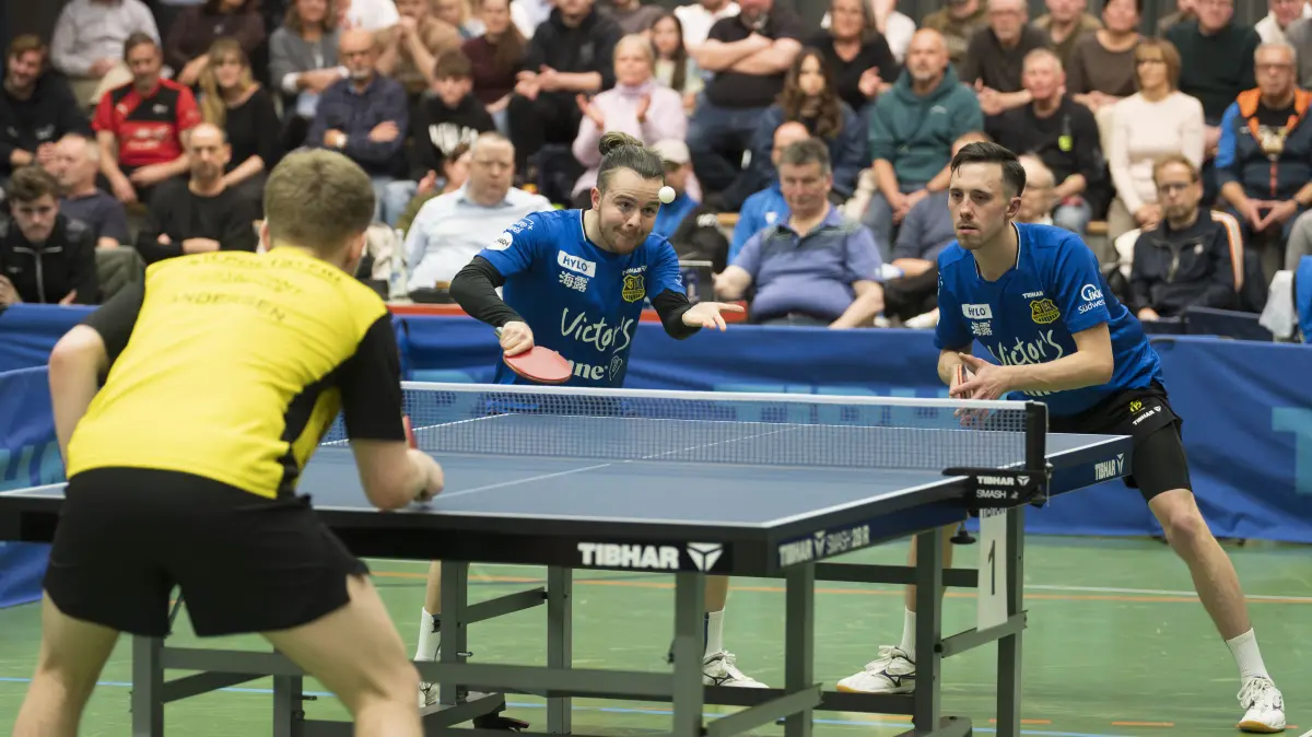 Tischtennis 2. Bundesliga 1. FC Saarbrücken II gegen TV Hilpoltstein 10.01.2026 in Untergröningen mit Marius Henninger