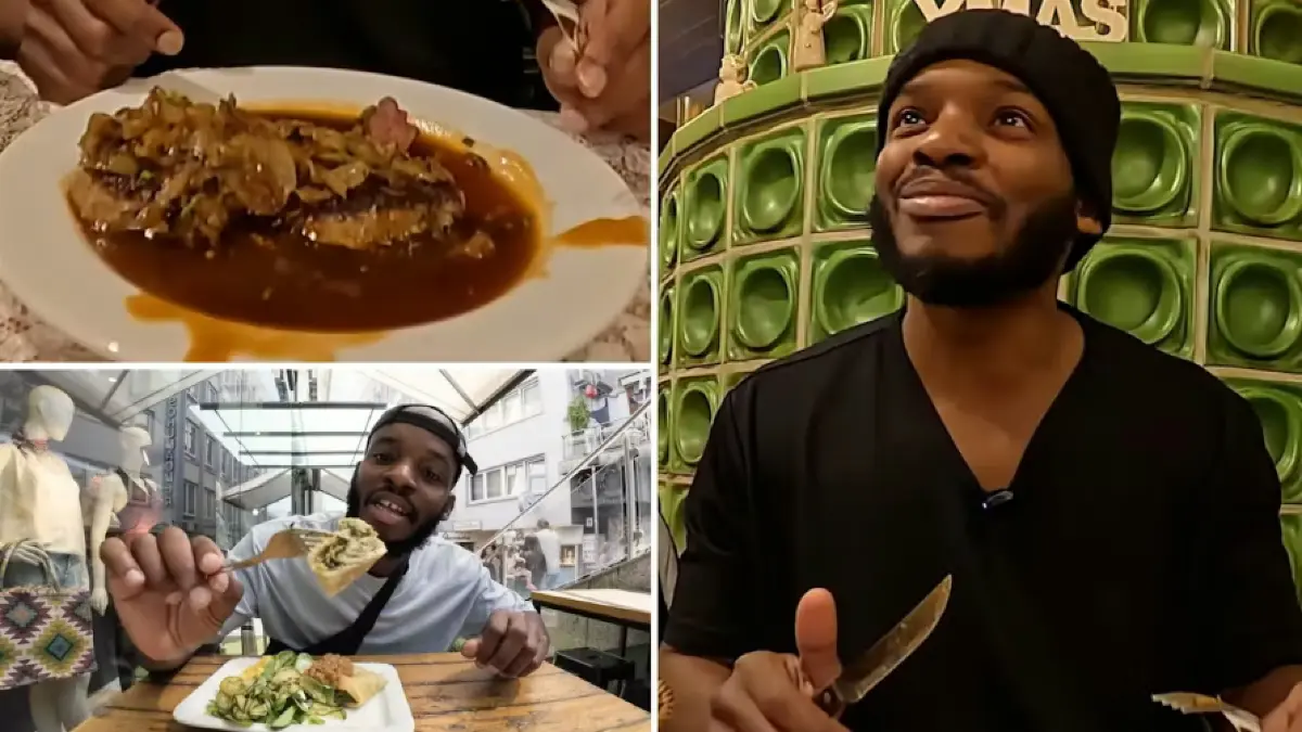 YouTuber Emeka Iwueze: In Stuttgart hat der Food-Influencer neben Rostbraten auch Maultaschen mit Kartoffelsalat ausprobiert.