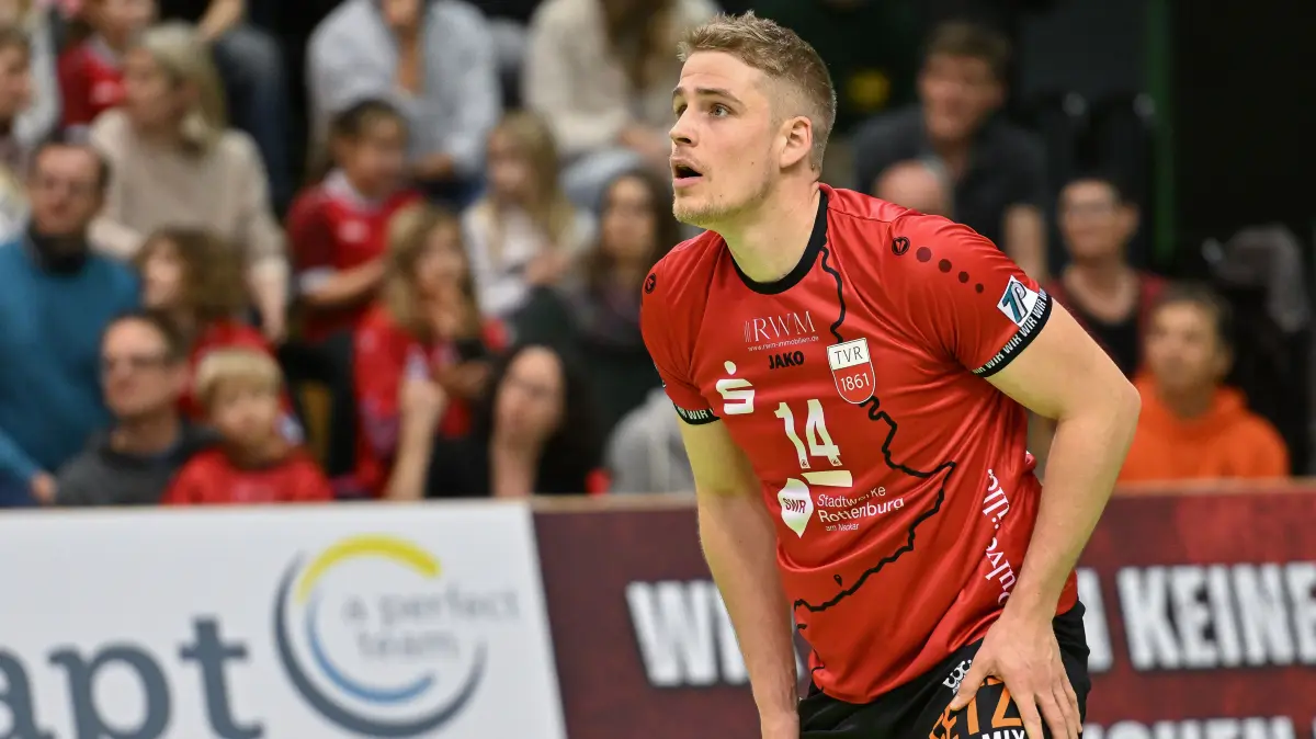 TV Rottenburg vs. TuS Kriftel, Volleyball, 2. Bundesliga Sued, 13. Spieltag, Spiel 5582, Saison 2025/2026, 10.01.2026: Timon Schippmann (TV Rottenburg, #14)
TV Rottenburg vs. TuS Kriftel, Volleyball, 2. Bundesliga Sued, 13. Spieltag, Spiel 5582, Saison 2025/2026, 10.01.2026,
Foto: Eibner-Pressefoto/Ralph Kunze