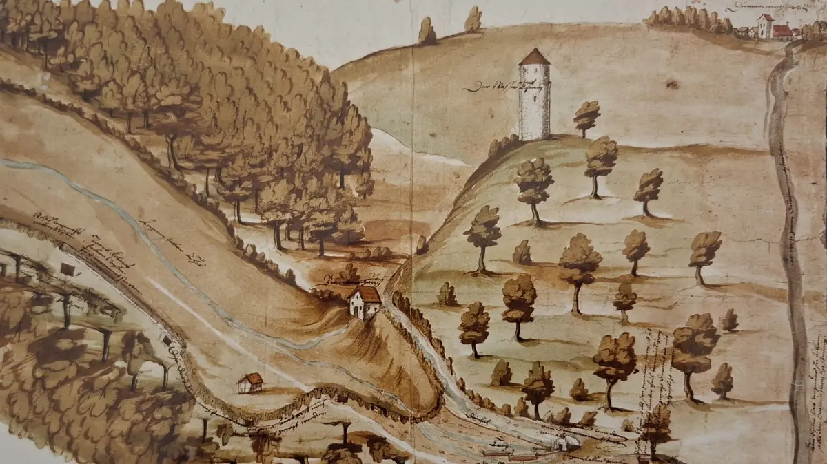Das älteste Ausstellungsstück aber ist ein Aquarell, das den Mettstetter Wasserturm/Brunnenturm zeigt. Es stammt aus dem Jahr 1570 und ist im Besitz der Gemeinde Dürrenmettstetten.