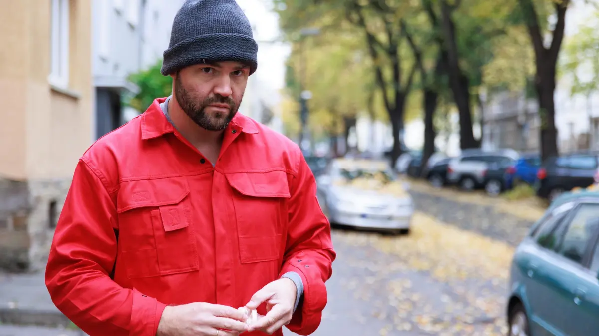 Bambi (Ben Heinrich) geht vor dem Gespräch mit Uwe offline.