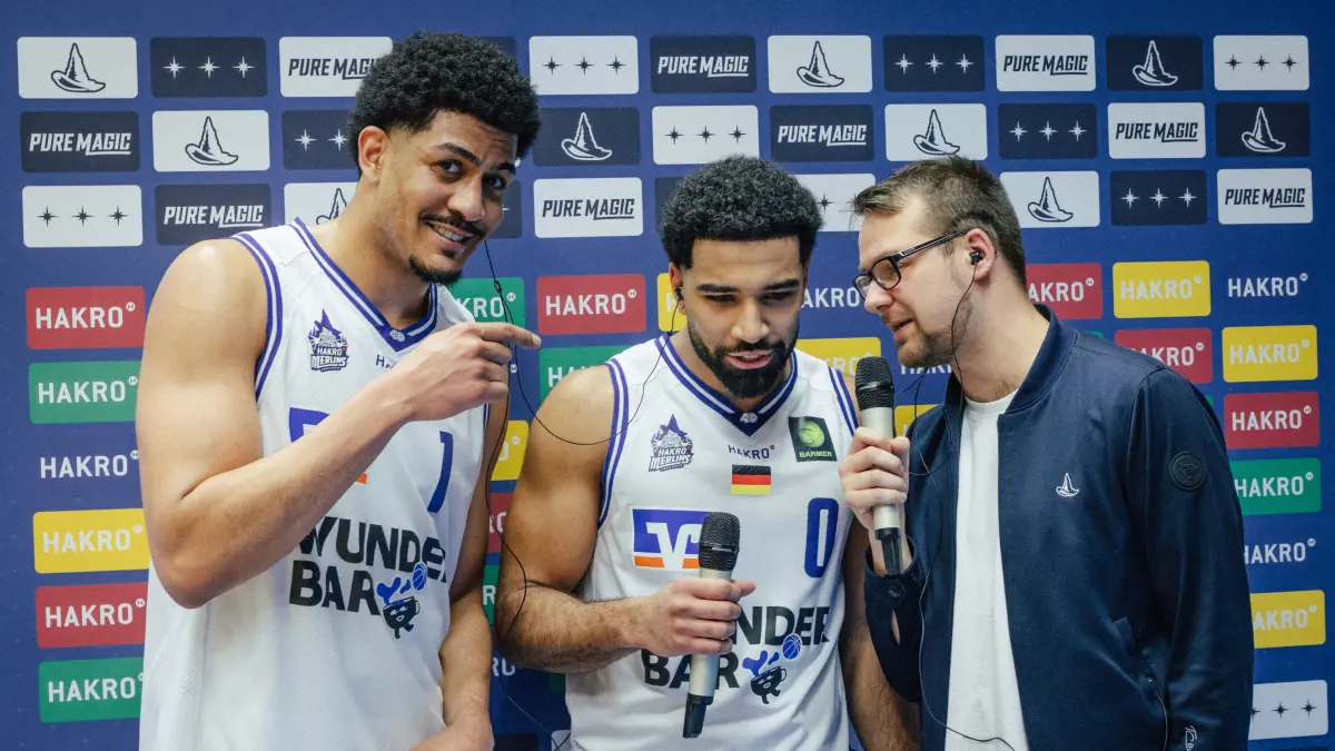 17.01.2026 BARMER 2. BBL - Pro A, 18. Spieltag, Hauptrunde, HAKRO Merlins Crailsheim vs. Rheinstars Koeln, Saison 2025/ 2026: 0 Tyreese Blunt 1 Gabriel de Oliveira