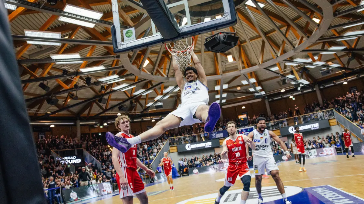 17.01.2026 BARMER 2. BBL - Pro A, 18. Spieltag, Hauptrunde, HAKRO Merlins Crailsheim vs. Rheinstars Koeln, Saison 2025/ 2026: 1 Gabriel de Oliveira