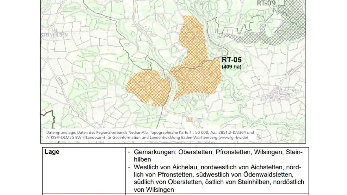 Die schraffierten Flächen zeigen, wo Windräder prinzipiell genehmigungsfähig wären. Ob dort tatsächlich gebaut wird, steht damit noch nicht fest.