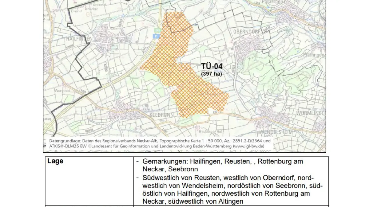 Die schraffierten Flächen zeigen, wo Windräder prinzipiell genehmigungsfähig wären. Ob dort tatsächlich gebaut wird, steht damit noch nicht fest.