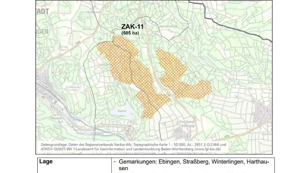 Die schraffierten Flächen zeigen, wo Windräder prinzipiell genehmigungsfähig wären. Ob dort tatsächlich gebaut wird, steht damit noch nicht fest.