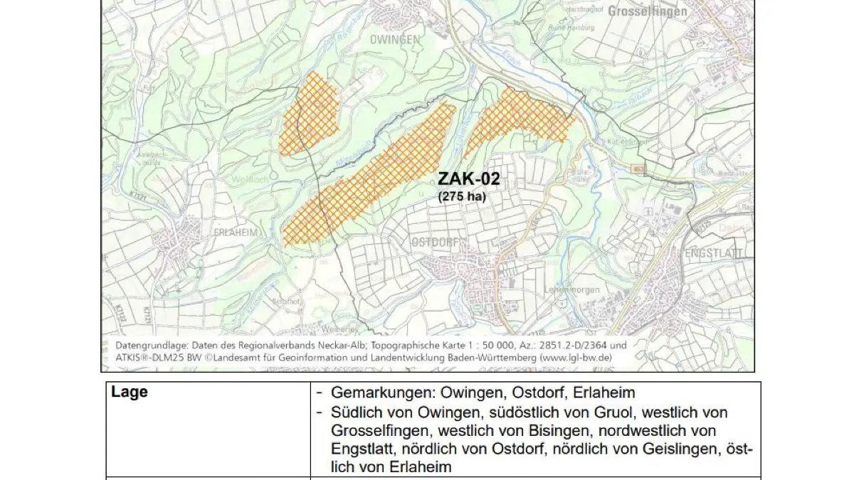 Die schraffierten Flächen zeigen, wo Windräder prinzipiell genehmigungsfähig wären. Ob dort tatsächlich gebaut wird, steht damit noch nicht fest.