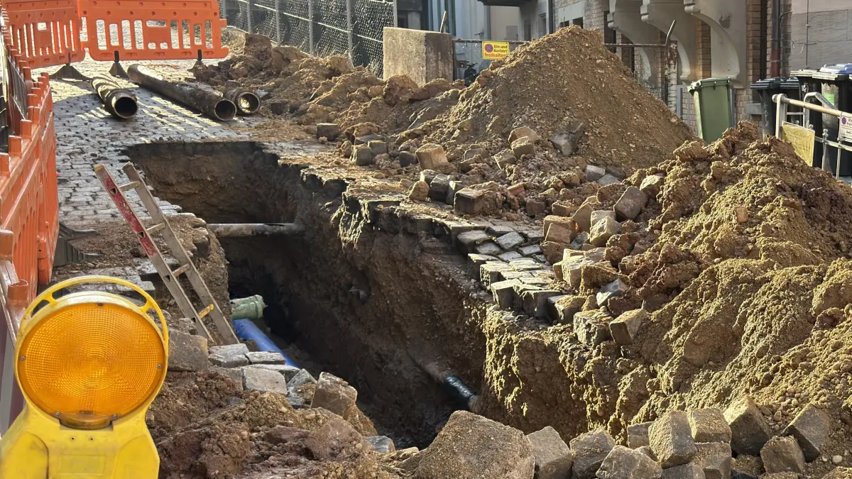 Tübingen Österbergstraße Lustnauer Tor Schimpf-Eck Wasserrohrbruch