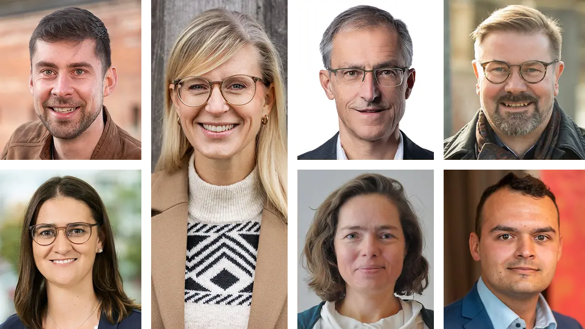 Diese Frauen und Männer wollen auf den Chefsessel im Neu-Ulmer Rathaus. Dort sitzt seit sechs Jahren Katrin Albsteiger (CSU, Mitte), sie tritt wieder an. Die weiteren Bewerber sind (obere Reihe, von links): Michael Mehren (Grüne), Joachim Kögel (SPD), Roland Prießnitz (Freie Wähler) und in der unteren Reihe Tanja Fendt (Pro Neu-Ulm), Kati Ernst (Die Links) sowie Franz Schmid (AfD).