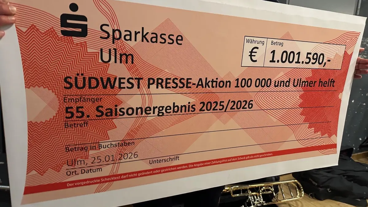 Blick auf das Spendenergebnis der 55. Spendensaison der Aktion 100 000 und Ulmer helft.