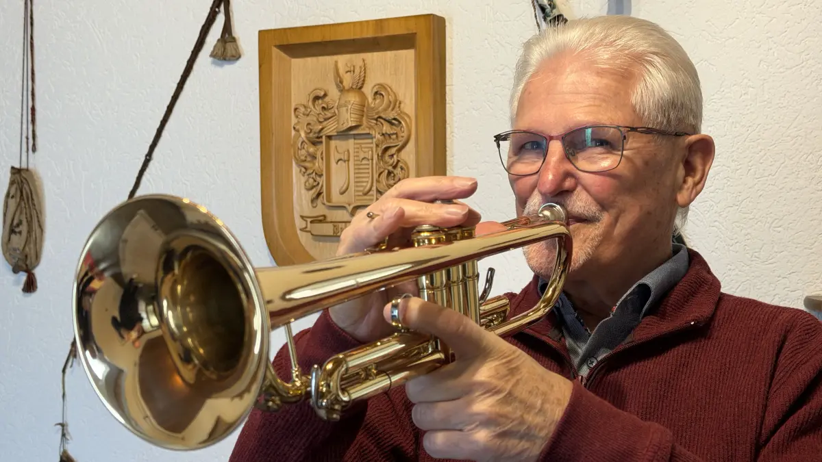 Karl Dehner spielt seit 70 Jahren Trompete in der Musikkapelle Thanheim.