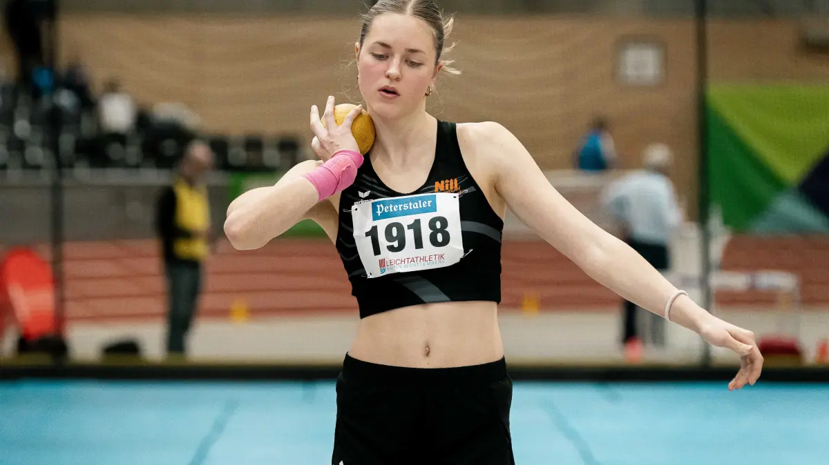 GER, Leichtathletik, Athletics, BW Hallen Finals , 31.01.2026: Elisabeth Nawroth (TSV Gomaringen, Kugelstossen Frauen U18, 1918), GER, Leichtathletik, Athletics, BW Hallen Finals , 31.01.2026,
Foto: Eibner-Pressefoto/Stefan Mayer
